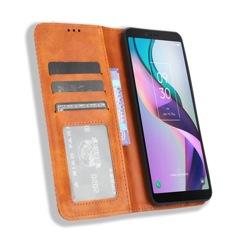 For TCL Ion X Magnetic Buckle Retro Texture Leather Phone Case