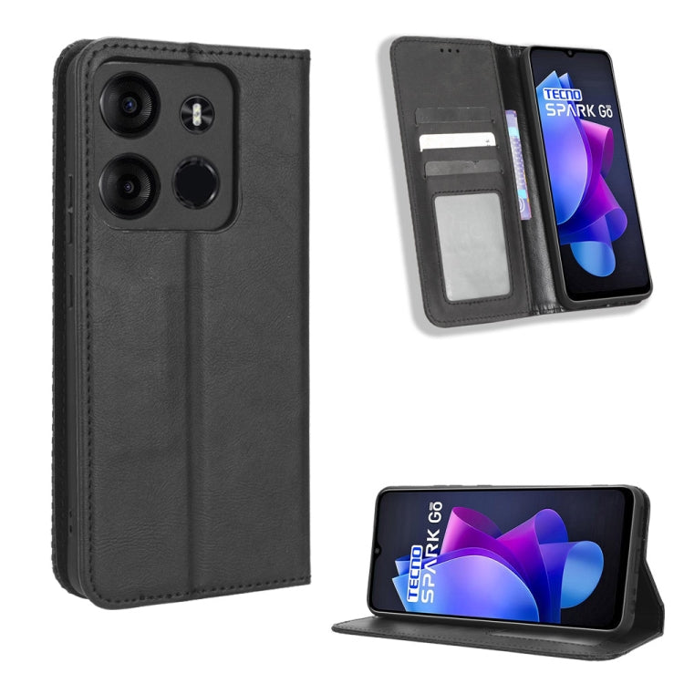 For Tecno Spark Go 2023 Magnetic Buckle Retro Texture Leather Phone Case