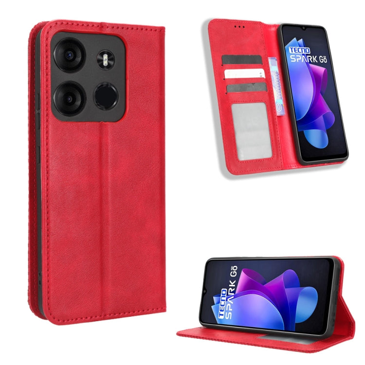 For Tecno Spark Go 2023 Magnetic Buckle Retro Texture Leather Phone Case