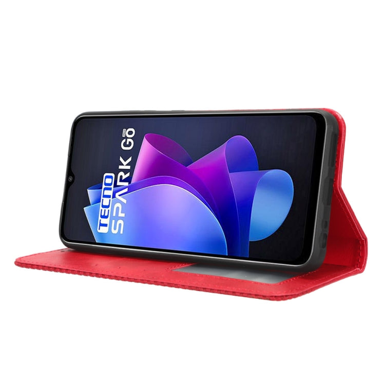 For Tecno Spark Go 2023 Magnetic Buckle Retro Texture Leather Phone Case