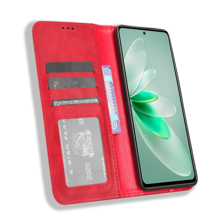 For vivo V27e / S16e Magnetic Buckle Retro Texture Leather Phone Case