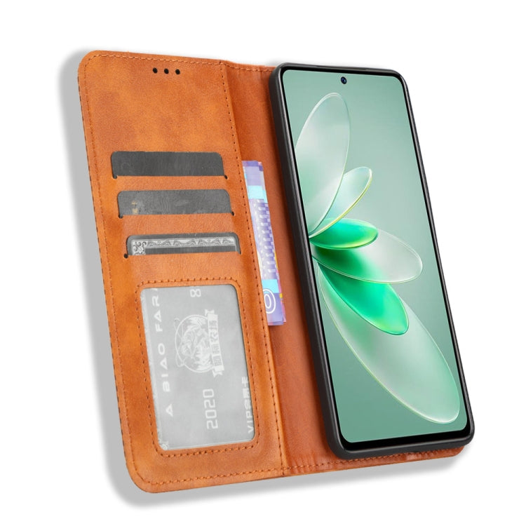 For vivo V27e / S16e Magnetic Buckle Retro Texture Leather Phone Case