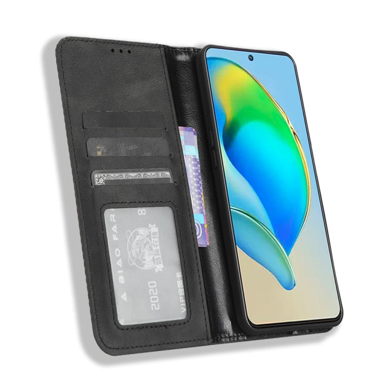 For ZTE Blade V40s Magnetic Buckle Retro Texture Leather Phone Case