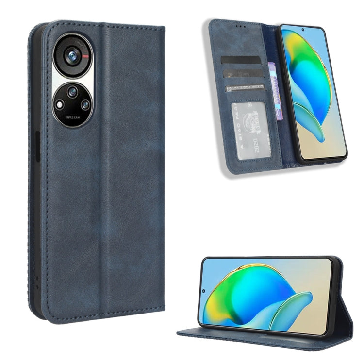 For ZTE Blade V40s Magnetic Buckle Retro Texture Leather Phone Case