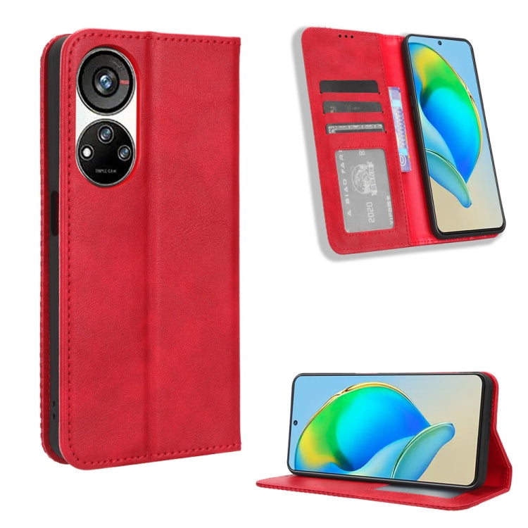For ZTE Blade V40s Magnetic Buckle Retro Texture Leather Phone Case