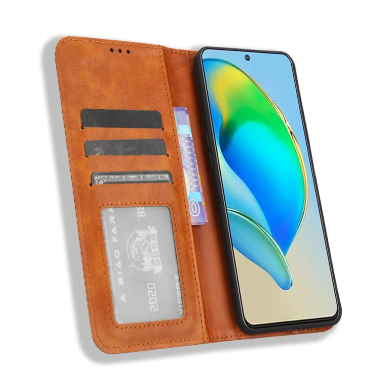 For ZTE Blade V40s Magnetic Buckle Retro Texture Leather Phone Case