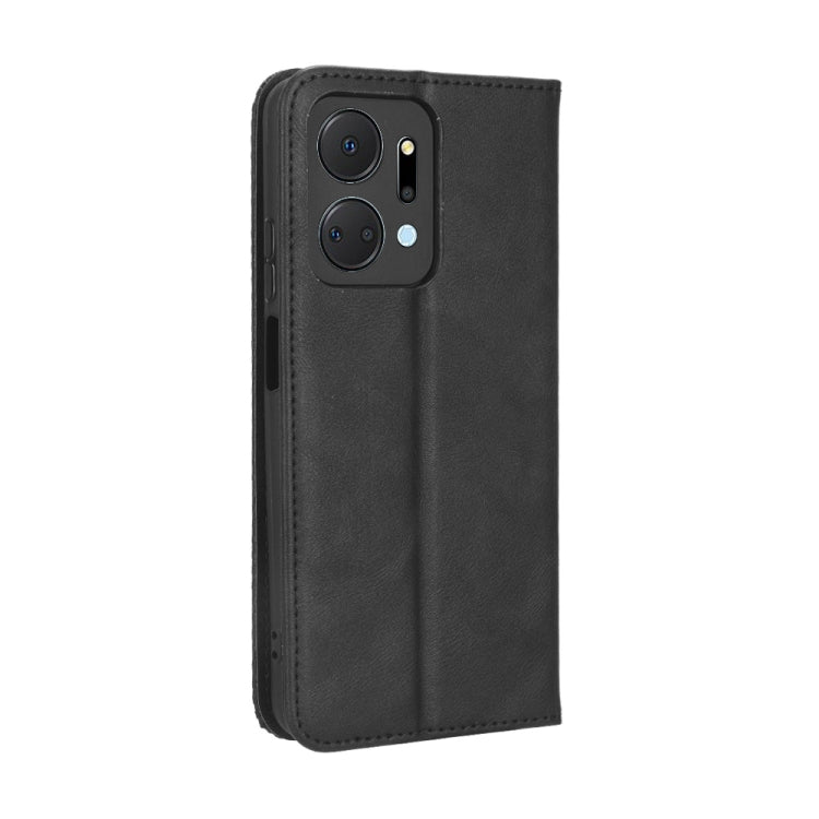For Honor X7a Magnetic Buckle Retro Texture Leather Phone Case