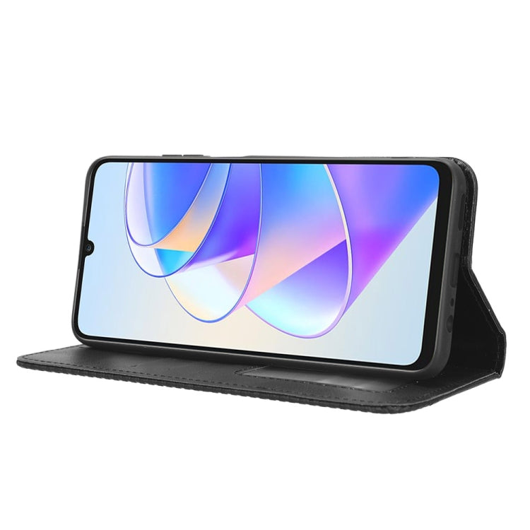 For Honor X7a Magnetic Buckle Retro Texture Leather Phone Case