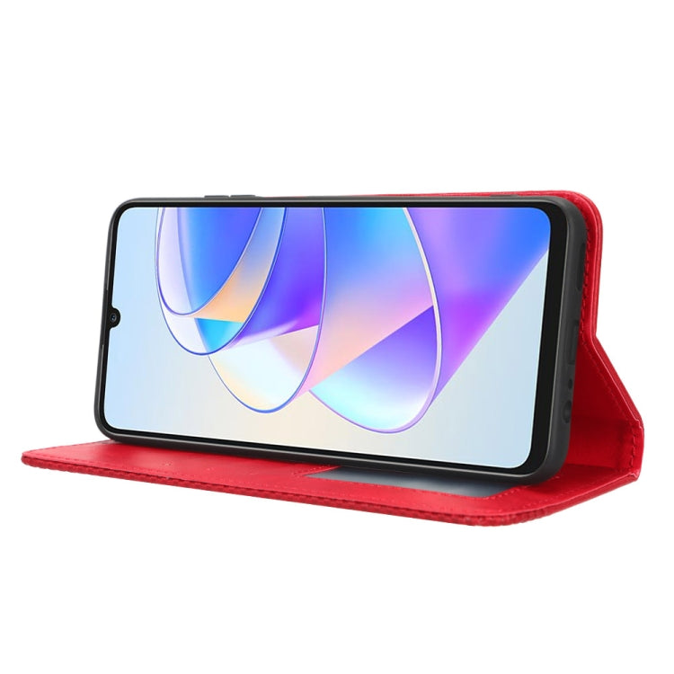 For Honor X7a Magnetic Buckle Retro Texture Leather Phone Case