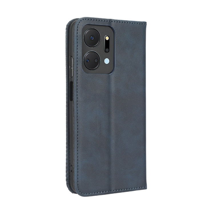 For Honor X7a Magnetic Buckle Retro Texture Leather Phone Case