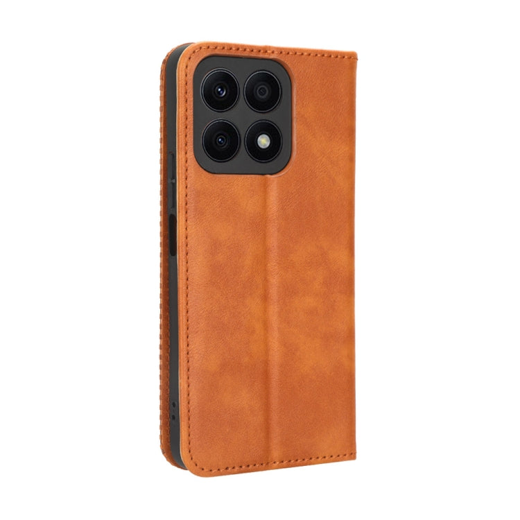 For Honor X8a Magnetic Buckle Retro Texture Leather Phone Case