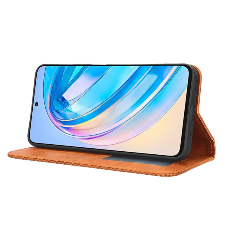 For Honor X8a Magnetic Buckle Retro Texture Leather Phone Case