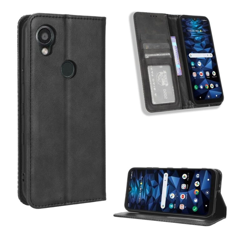 For Kyocera Digno SX3 KYG02 Magnetic Buckle Retro Texture Leather Phone Case