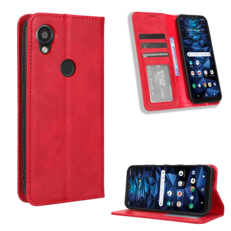 For Kyocera Digno SX3 KYG02 Magnetic Buckle Retro Texture Leather Phone Case