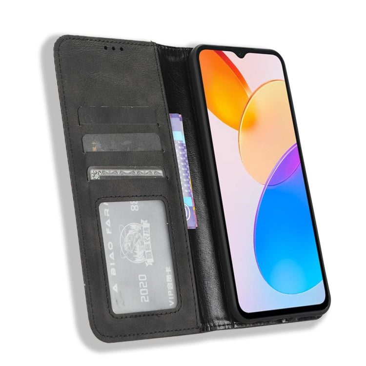 For Honor X5 Magnetic Buckle Retro Texture Leather Phone Case