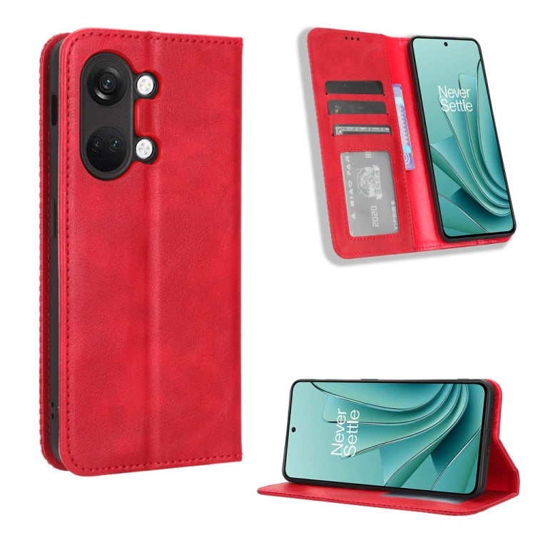 For OnePlus Ace 2V Magnetic Buckle Retro Texture Leather Phone Case