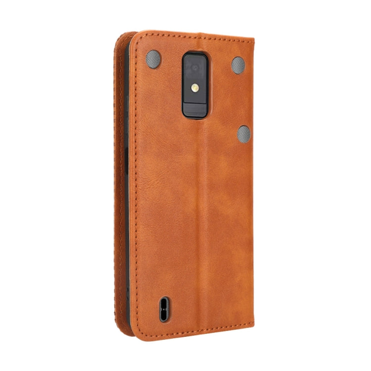 For ZTE Blade A32 Magnetic Buckle Retro Texture Leather Phone Case