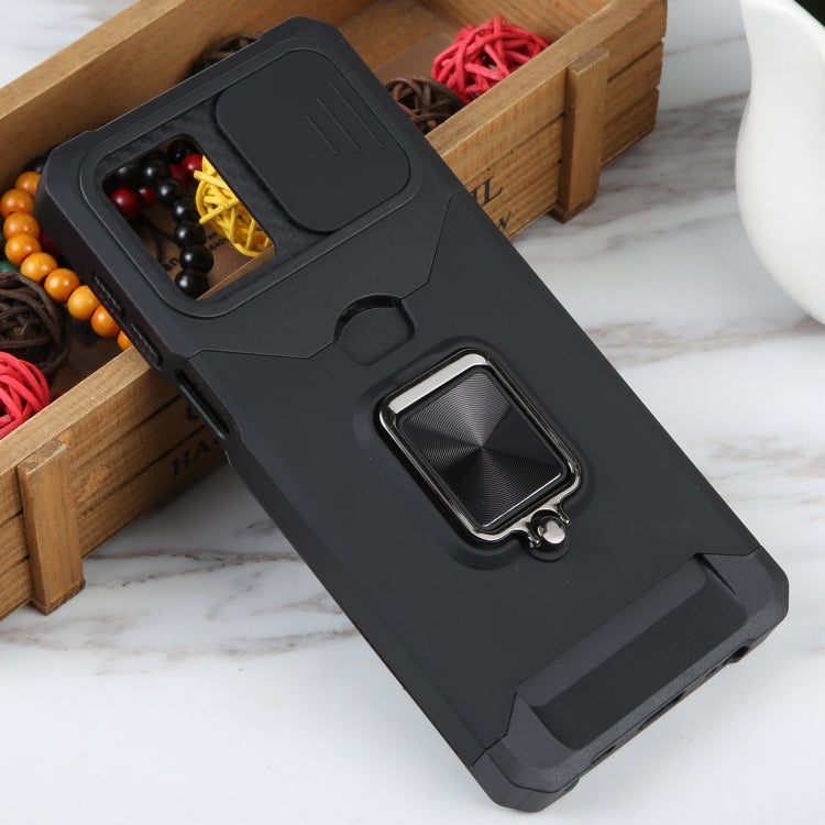 For Motorola Moto G 5G 2023 Camera Shield Card Slot Phone Case with Ring Holder