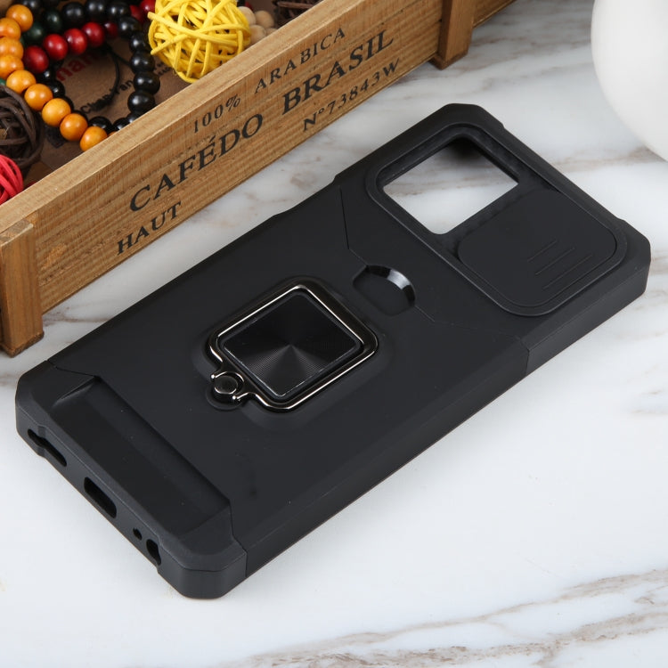For Motorola Moto G 5G 2023 Camera Shield Card Slot Phone Case with Ring Holder