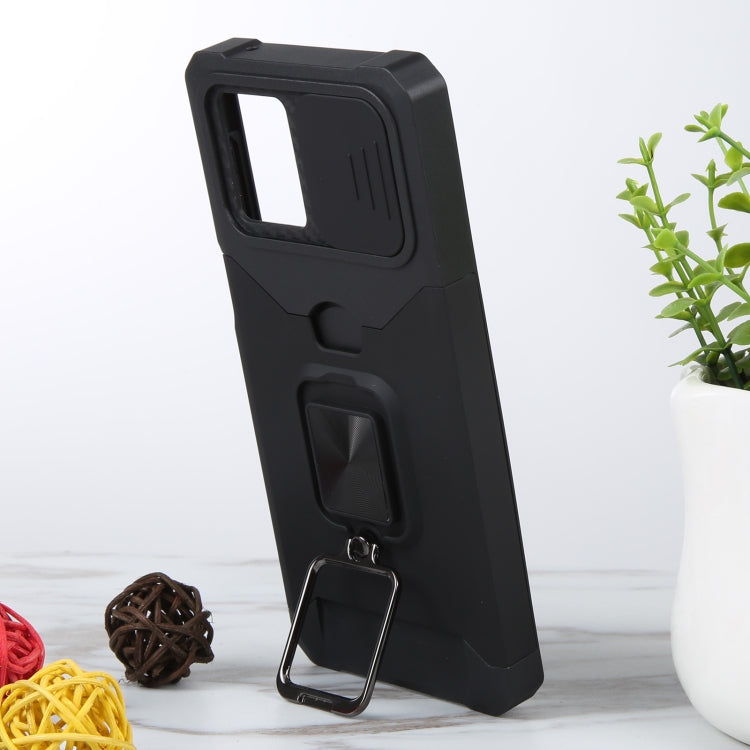 For Motorola Moto G 5G 2023 Camera Shield Card Slot Phone Case with Ring Holder