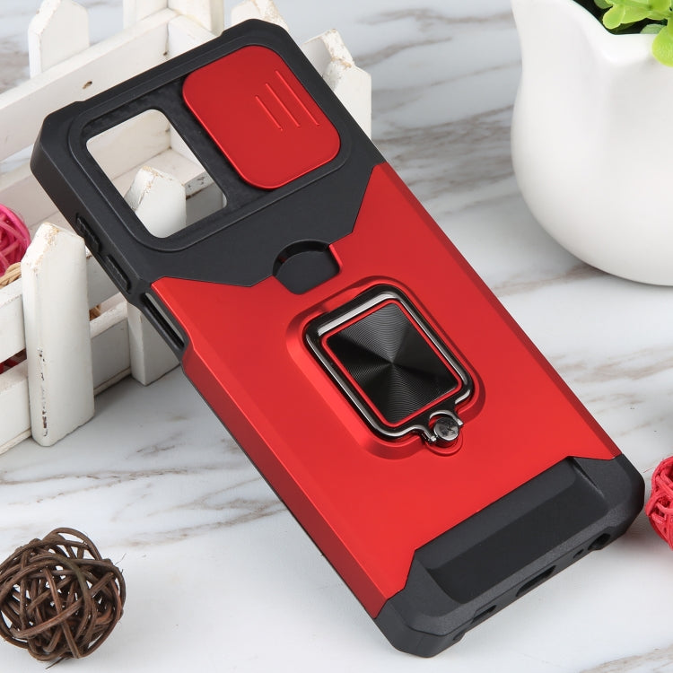 For Motorola Moto G 5G 2023 Camera Shield Card Slot Phone Case with Ring Holder