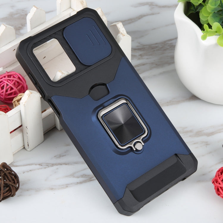 For Motorola Moto G 5G 2023 Camera Shield Card Slot Phone Case with Ring Holder