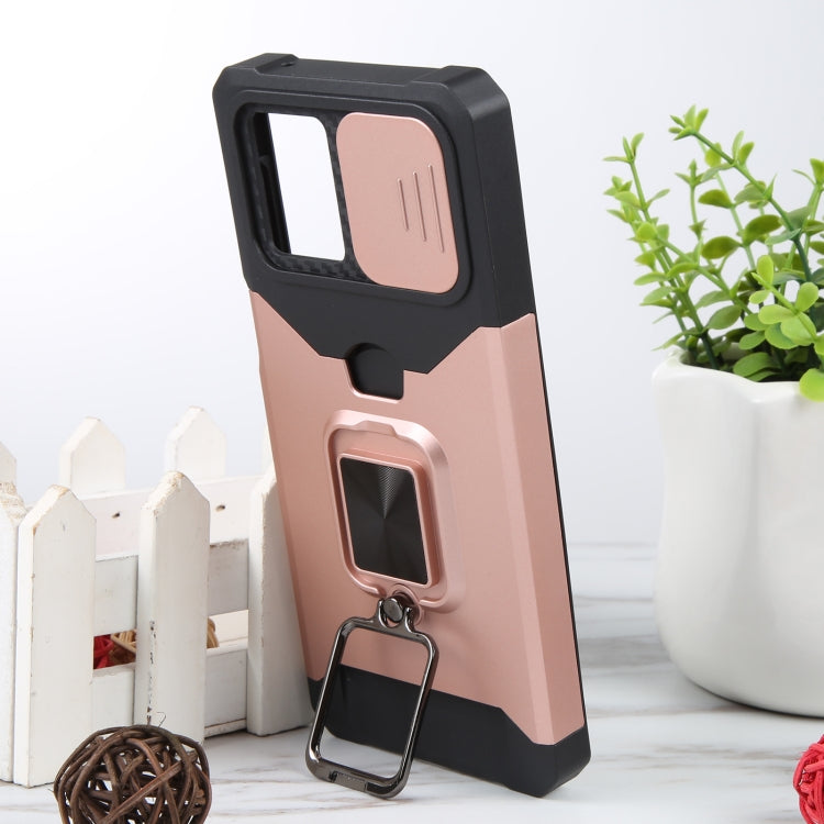 For Motorola Moto G 5G 2023 Camera Shield Card Slot Phone Case with Ring Holder