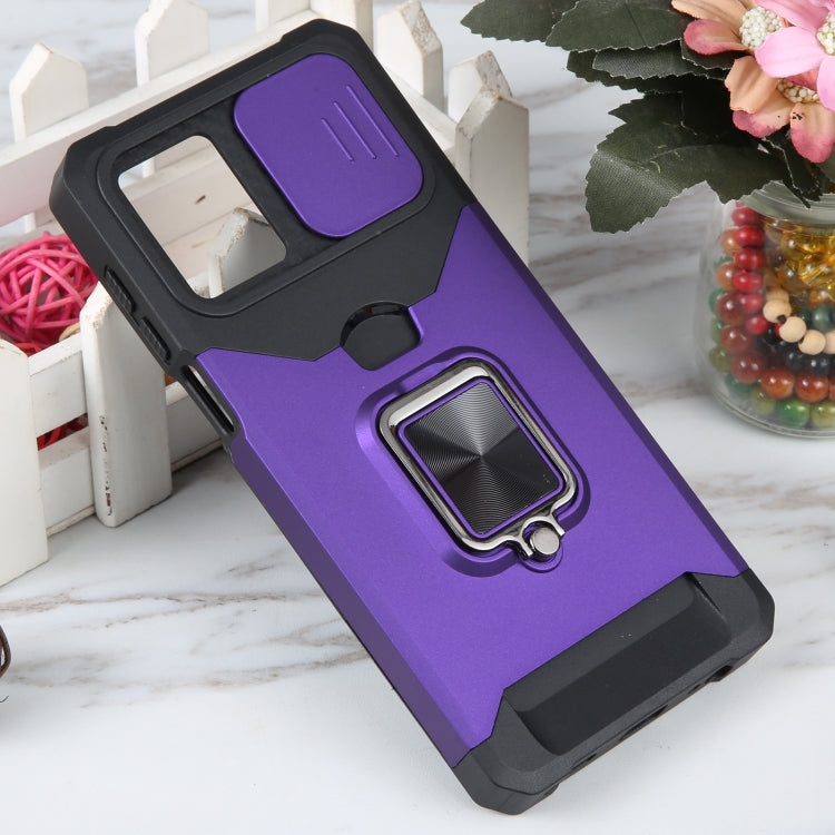 For Motorola Moto G 5G 2023 Camera Shield Card Slot Phone Case with Ring Holder