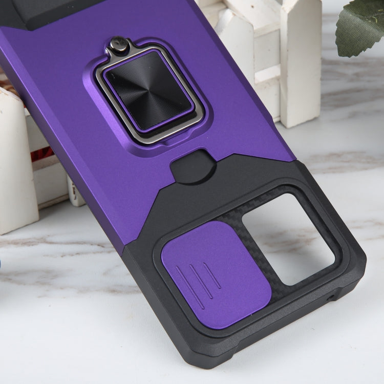 For Motorola Moto G 5G 2023 Camera Shield Card Slot Phone Case with Ring Holder