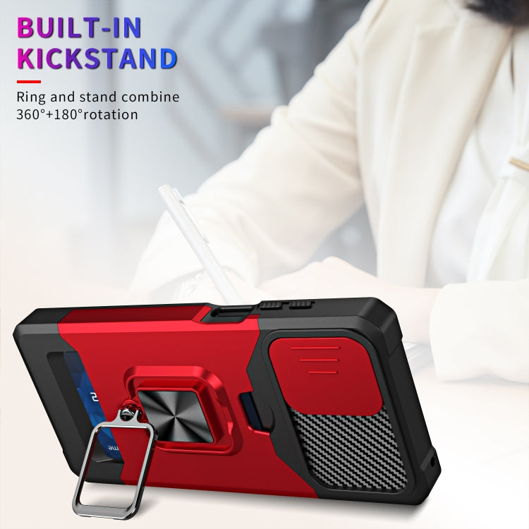 For Motorola Moto G Stylus 5G 2023 Camera Shield Card Slot Phone Case with Ring Holder