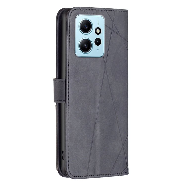 For Xiaomi Redmi Note 12 4G Global Magnetic Buckle Rhombus Texture Leather Phone Case