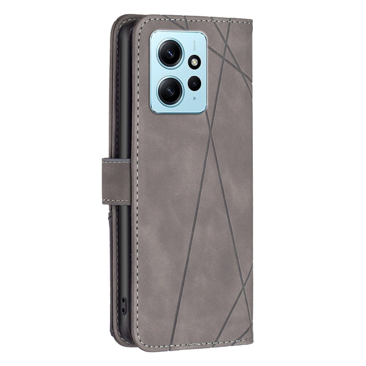 For Xiaomi Redmi Note 12 4G Global Magnetic Buckle Rhombus Texture Leather Phone Case