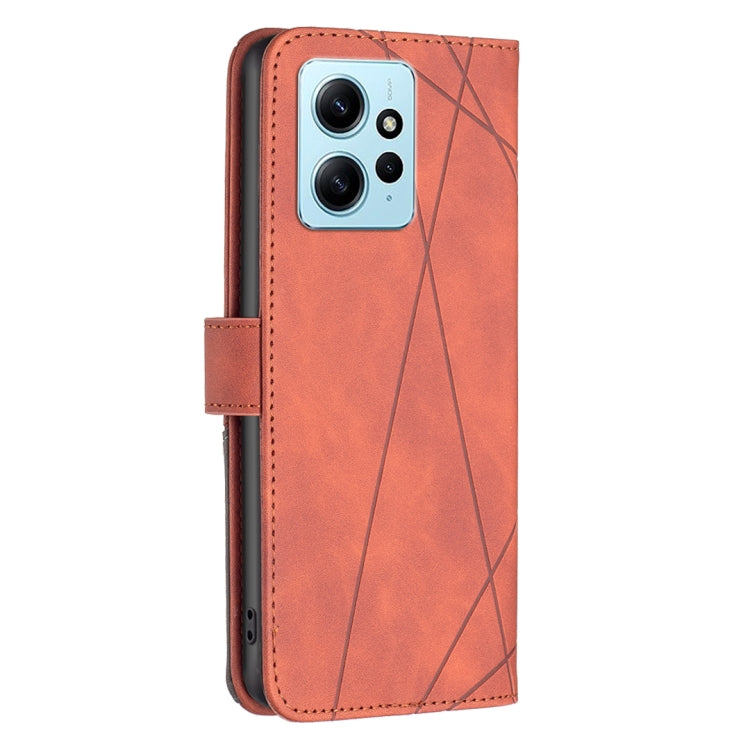 For Xiaomi Redmi Note 12 4G Global Magnetic Buckle Rhombus Texture Leather Phone Case