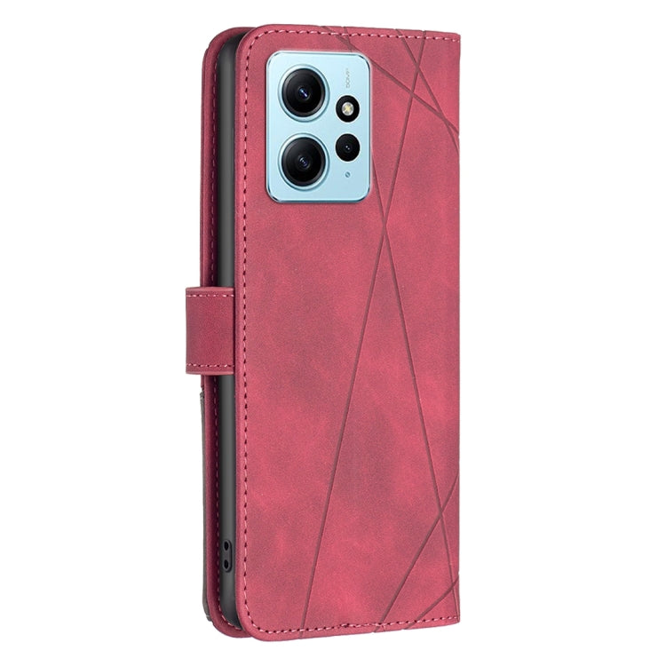 For Xiaomi Redmi Note 12 4G Global Magnetic Buckle Rhombus Texture Leather Phone Case
