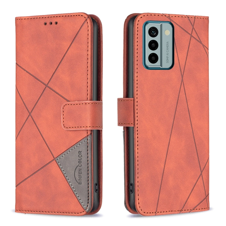 For Nokia G22 Magnetic Buckle Rhombus Texture Leather Phone Case