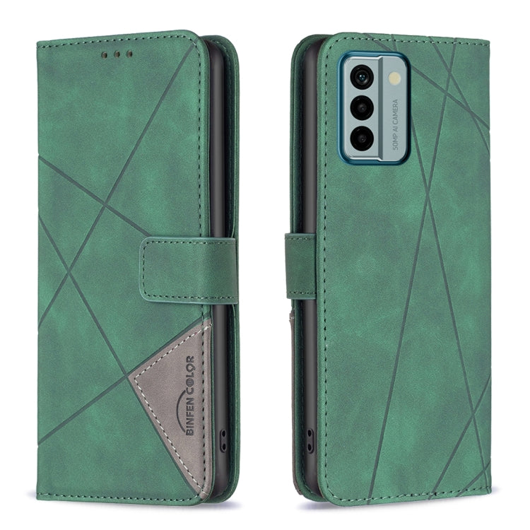 For Nokia G22 Magnetic Buckle Rhombus Texture Leather Phone Case