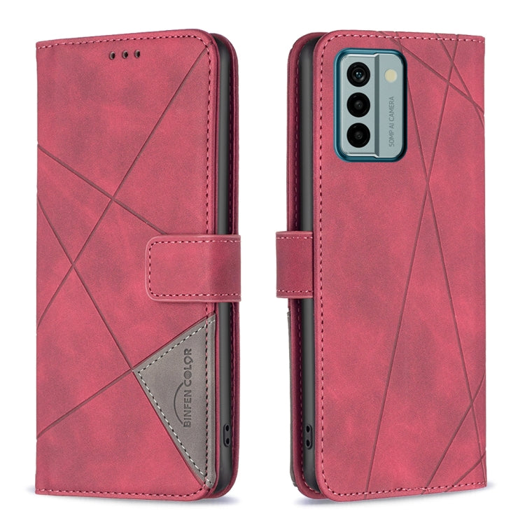 For Nokia G22 Magnetic Buckle Rhombus Texture Leather Phone Case