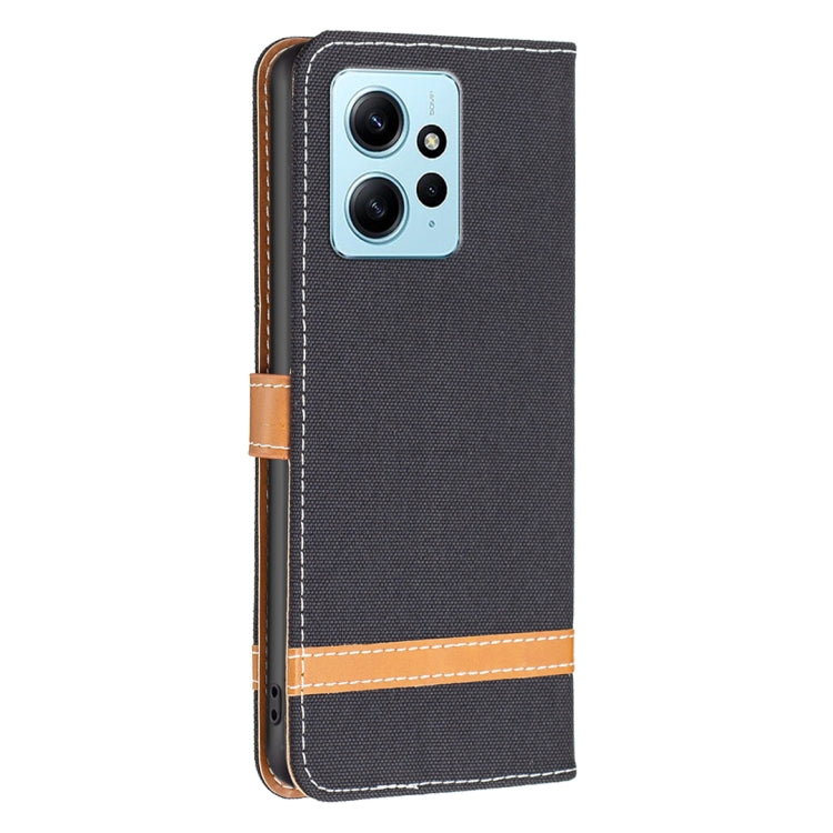 For Xiaomi Redmi Note 12 4G Global Color Block Denim Texture Leather Phone Case