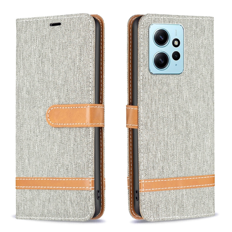 For Xiaomi Redmi Note 12 4G Global Color Block Denim Texture Leather Phone Case