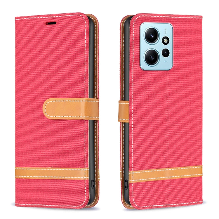 For Xiaomi Redmi Note 12 4G Global Color Block Denim Texture Leather Phone Case