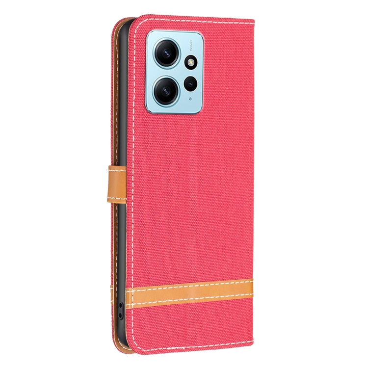 For Xiaomi Redmi Note 12 4G Global Color Block Denim Texture Leather Phone Case