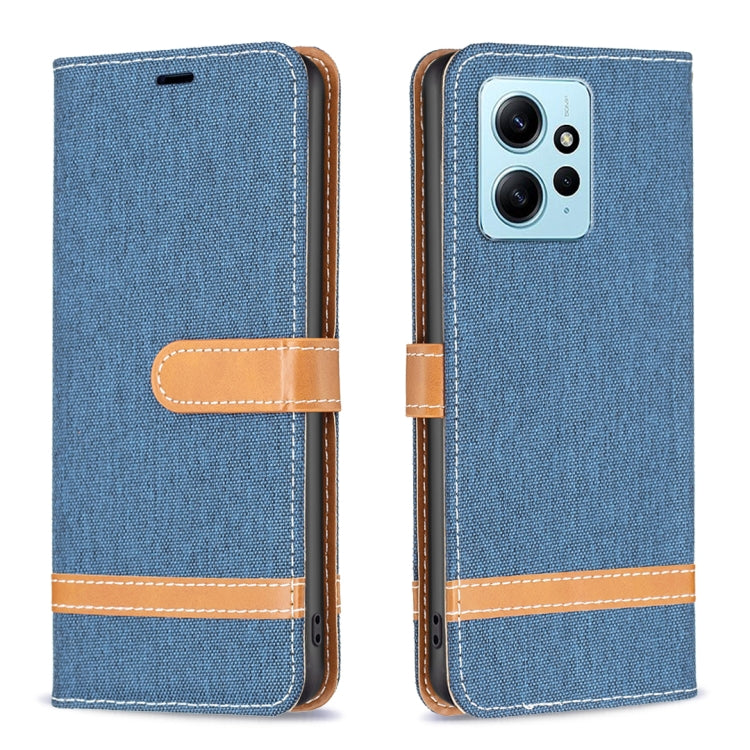 For Xiaomi Redmi Note 12 4G Global Color Block Denim Texture Leather Phone Case