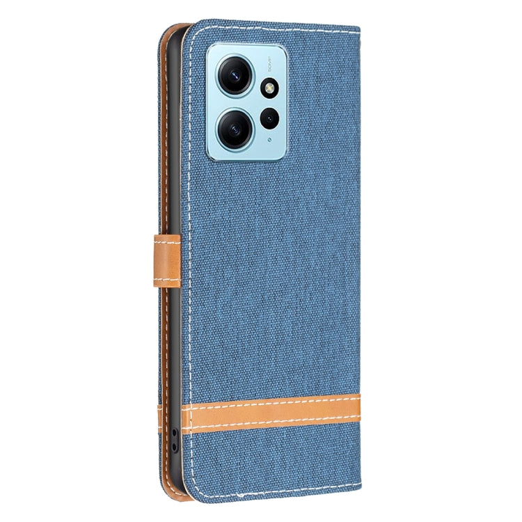 For Xiaomi Redmi Note 12 4G Global Color Block Denim Texture Leather Phone Case