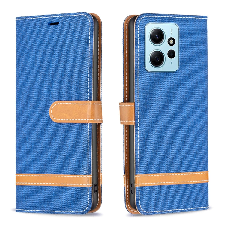 For Xiaomi Redmi Note 12 4G Global Color Block Denim Texture Leather Phone Case