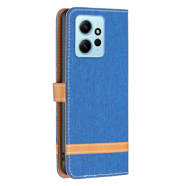 For Xiaomi Redmi Note 12 4G Global Color Block Denim Texture Leather Phone Case