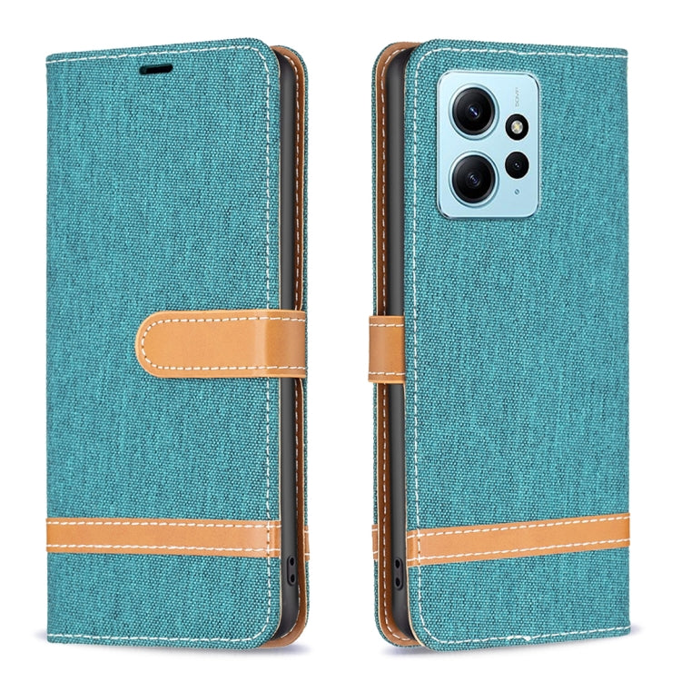 For Xiaomi Redmi Note 12 4G Global Color Block Denim Texture Leather Phone Case