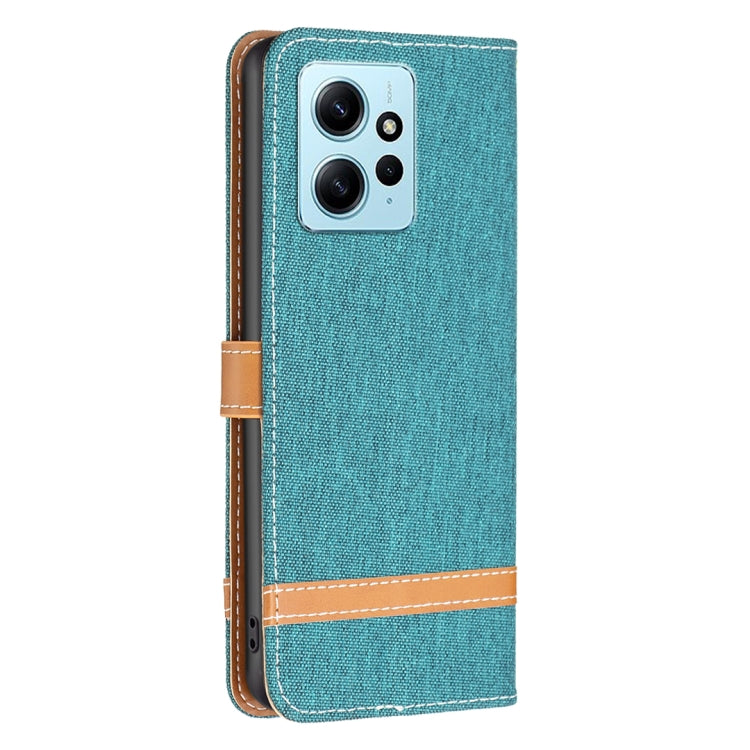 For Xiaomi Redmi Note 12 4G Global Color Block Denim Texture Leather Phone Case