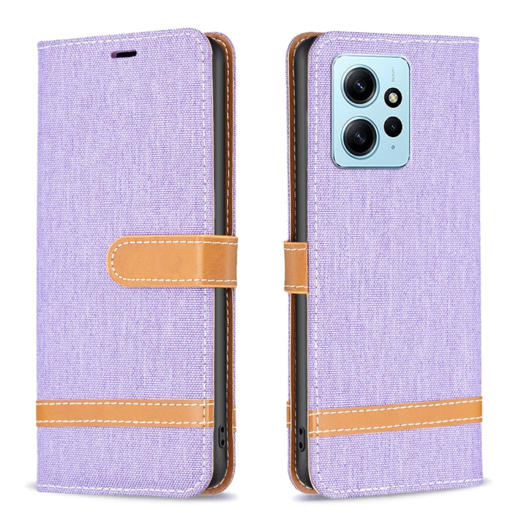 For Xiaomi Redmi Note 12 4G Global Color Block Denim Texture Leather Phone Case