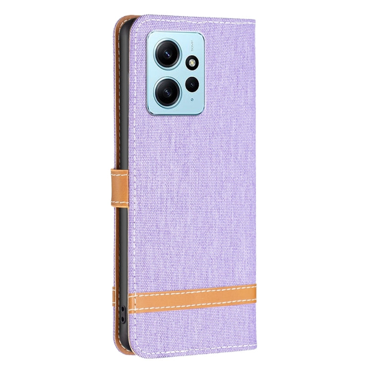 For Xiaomi Redmi Note 12 4G Global Color Block Denim Texture Leather Phone Case