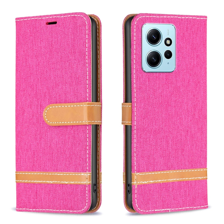 For Xiaomi Redmi Note 12 4G Global Color Block Denim Texture Leather Phone Case
